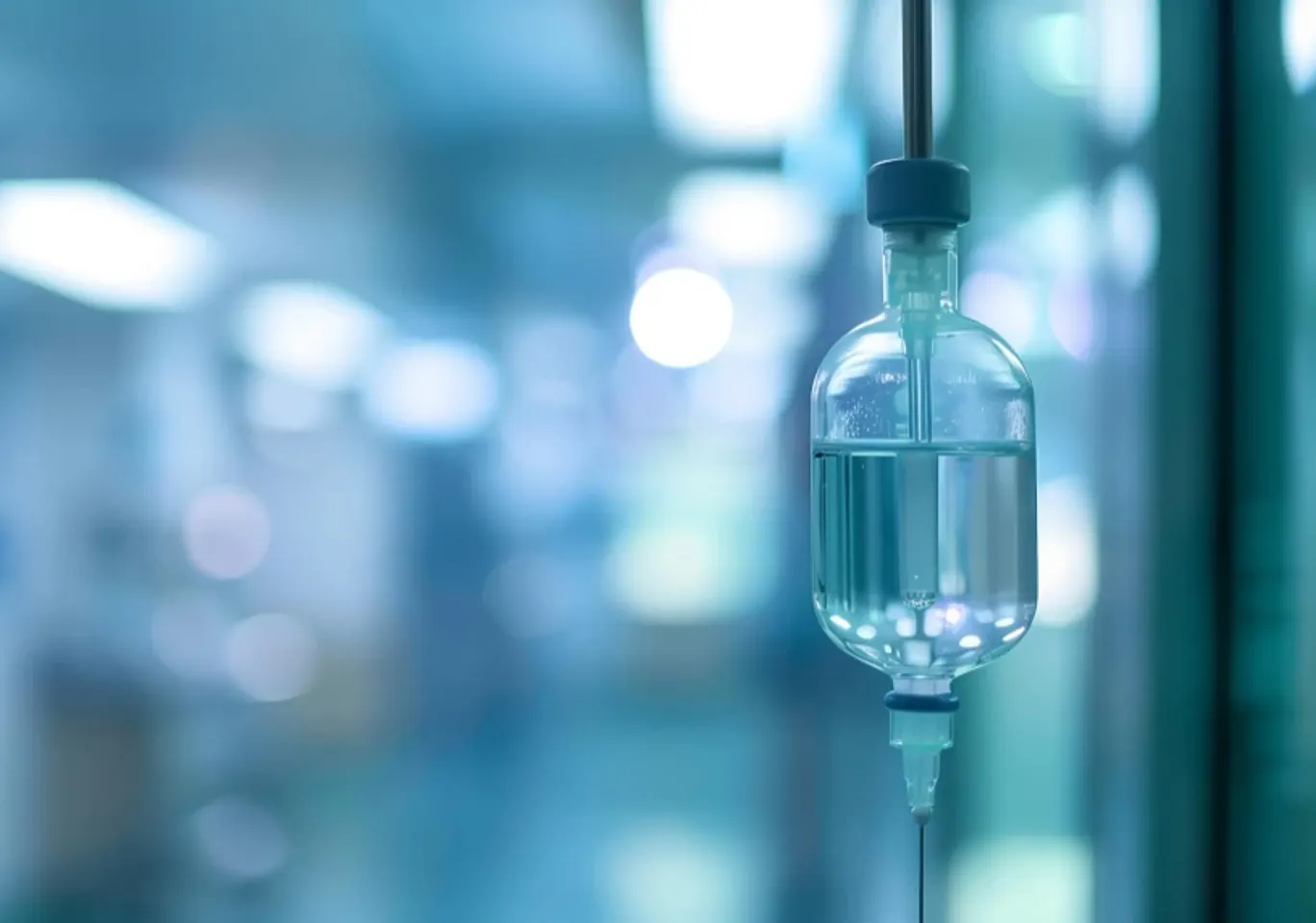 Detoks alkoholowy Jastarnia: butelka infuzyjna zawieszona w gabinecie